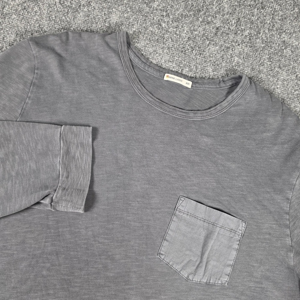 Marine Layer Long Sleeve Pocket Tee Mens XXL Gray Slub Cotton Shirt 15381